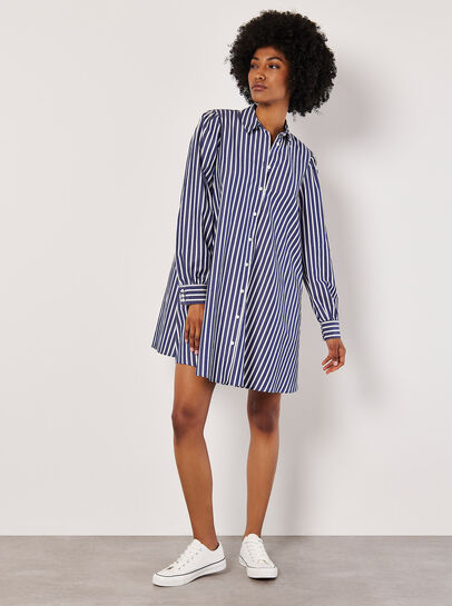 Stripe Shirt Cotton Mini Dress