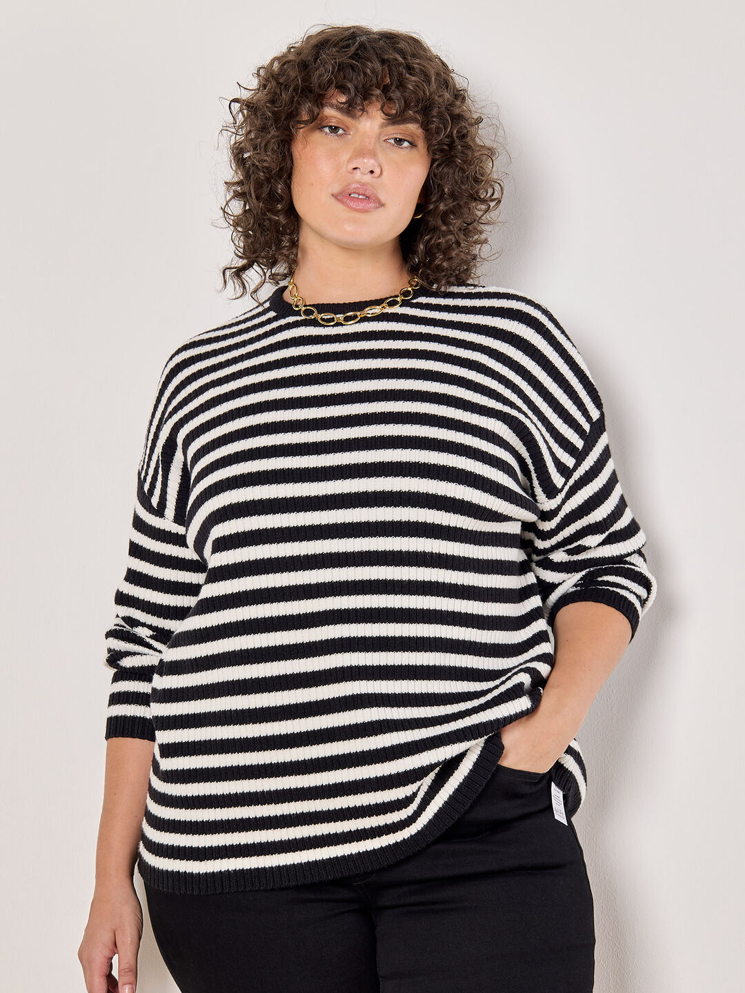 Curve Stripe Heavy Knit Jumper