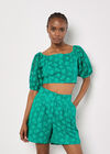 Daisy Mesh Cropped Top, Green, large