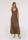 Twill Cami Maxi Dress, Khaki, large
