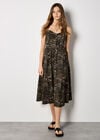 Cheetah Print Corset Cami Maxi Dress, Khaki, large
