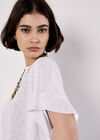 Ruffle Sleeve T-Shirt, White, large