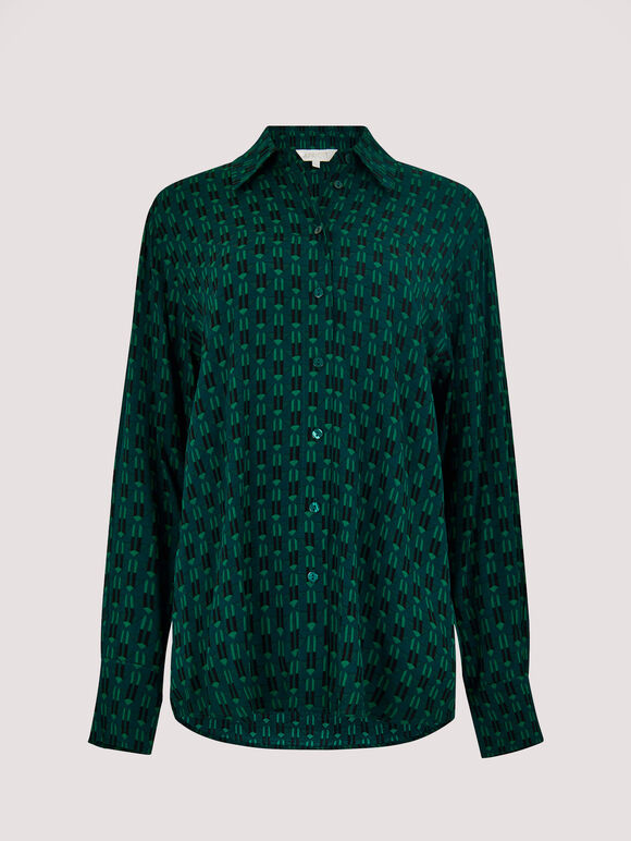 Chemise à diamants géométriques, vert, grand