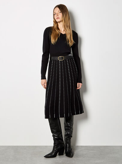 Mini Chevron Stripe Knitted Midi Dress