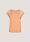 Floral Embroidered Crepe Top, Peach, large