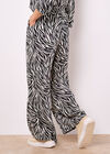 Zebra Print Wide Leg Trousers, Stone, large