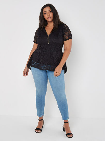 Lace Zip Front Top