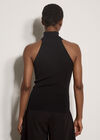 Roll Neck Knitted Tank Top, Black, large