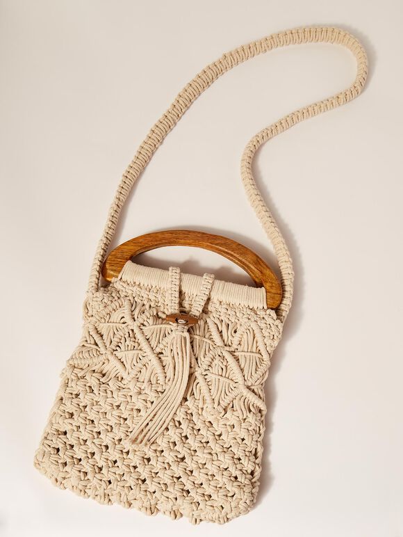 Macrame Bag, White, large