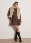 Paisley Chiffon Mini Dress, Brown, large