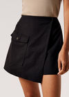 Cotton Twill Cargo Mini Skort, Black, large