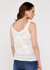 Embroidered Crochet Top, Cream, large