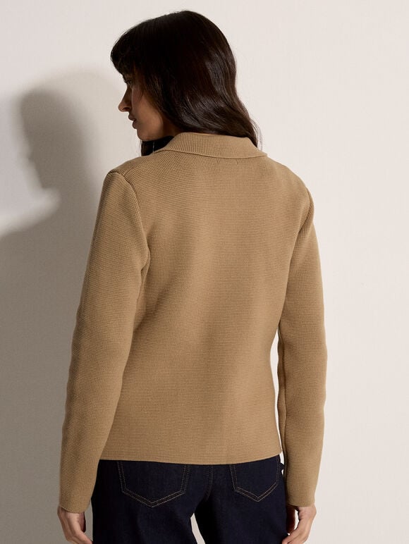 Cotton Knitted Jacket, Stone, large