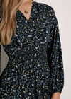 Ditsy Floral Crepe Midi Dress, Navy, large