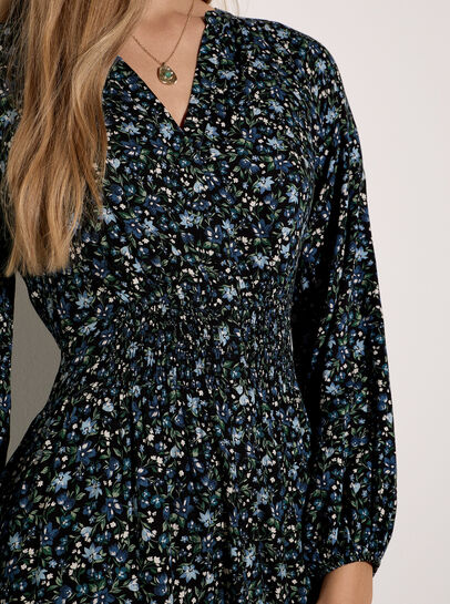Ditsy Floral Crepe Midi Dress