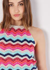 Halter Neck Cotton Crochet Chevron Top, Pink, large