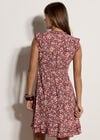 Ditsy Ruffle Mini Dress, Burgundy, large