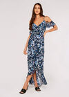Watercolour Blooms Midi Dress, Navy, large
