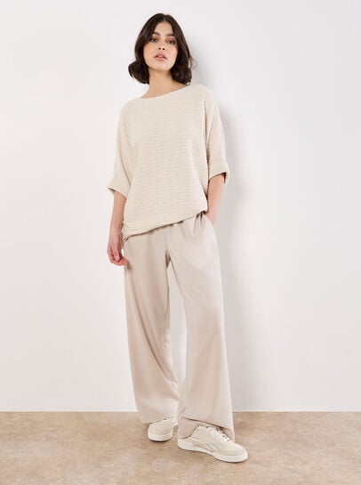 Textured Cable Knit Batwing Oversized Top