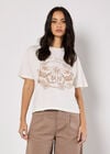 Free Spirit Embroidered Butterfly T-Shirt, Cream, large