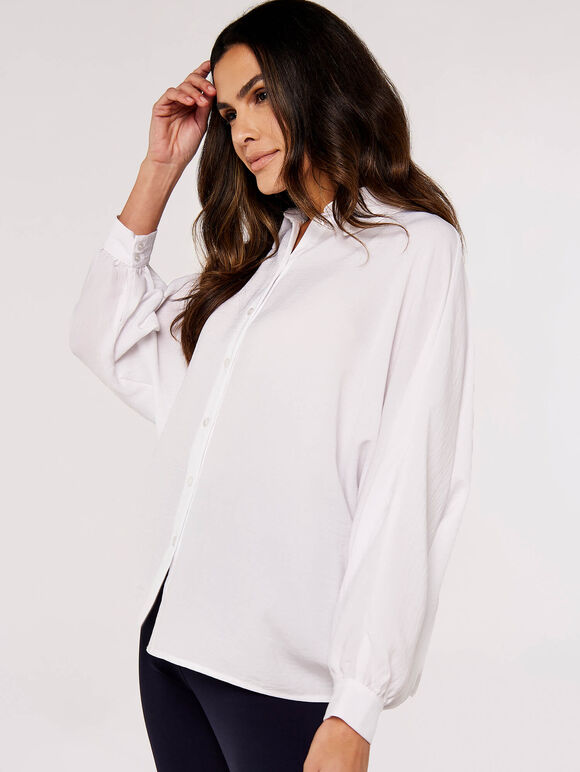 Oversized Batwing Airflow Shirt, Cream, large