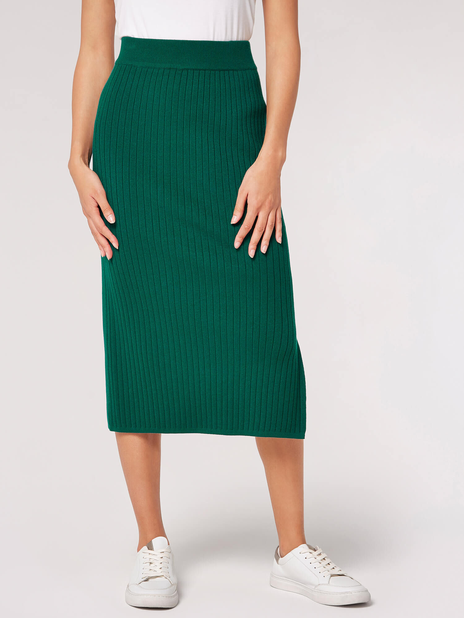 Ribbed Knit Skirt Cardigan Green Apricot Clothing