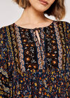 Folk Border Print Mini Dress, Navy, large