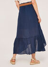 Shark Hem Crinkle Belted Skirt, Navy, large