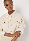 Boxy Fit Denim Trucker Jacket, Cream, large