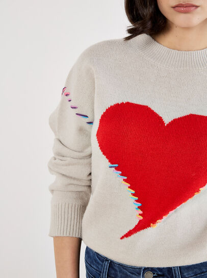 Colourful Stitch Heart Jumper