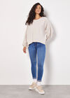 Soft-Touch Oversized Waffle Knit Top, Stone, large
