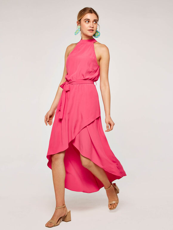 Halter Neck Dress, Fuchsia, large