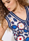 Floral Crochet Waistcoat, Navy, large