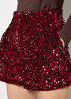 Sequin Velvet Shorts, Burgundy, large