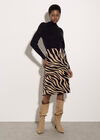 Ribbed Knit Zebra Midi Dress, Black, large