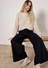 Wide Leg Cotton Cargo Trousers, Black, large