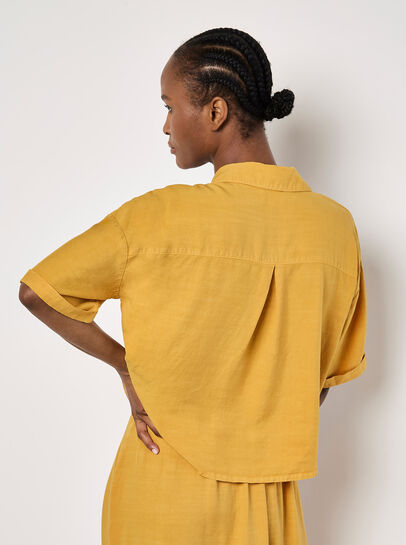 Open Collar Cropped Shirt