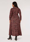 Midaxi-Kleid mit Curve-Schal-Print, Burgunderrot, Größe L