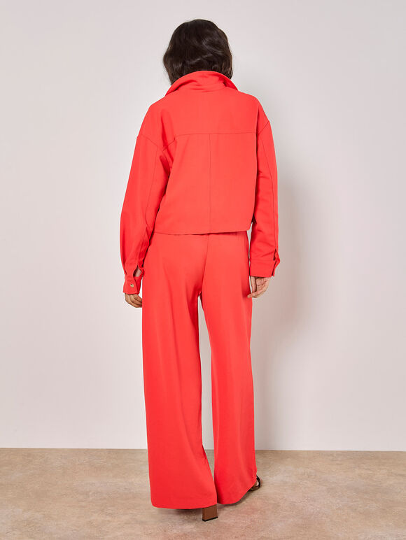 Tailored Cropped Jacket- Trousers-Red, , large
