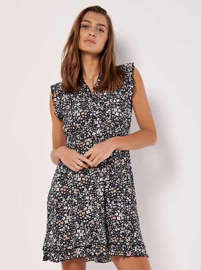 Ditsy Ruffle Mini Dress