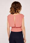 Shirred Waist Crop Top, Coral, large