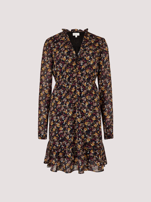 Ditsy Floral Mini Dress, Burgundy, large