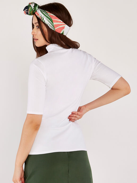 Mock Neck Top, White, large
