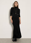 Ribbed Knit Midi Skirt, Black, large