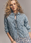 Cotton Denim Quilted Jacket, Blue, large