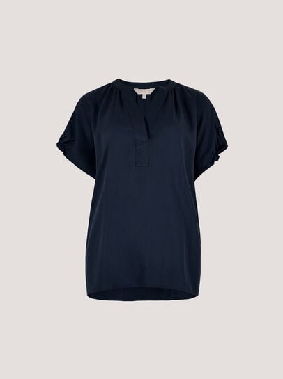 Ruffle Sleeve Woven T-Shirt