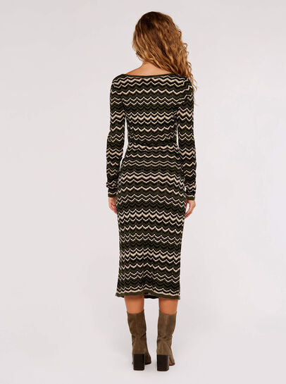 Chevron Knit Bodycon Midi Dress