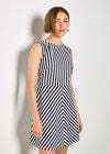 Stripe Jersey Knit Mini Dress, Navy, large