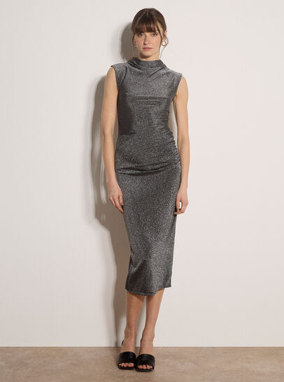 Glitter Ruched Bodycon Midaxi Dress