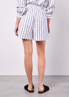 Linen Blend Stripe Shorts, Navy, large